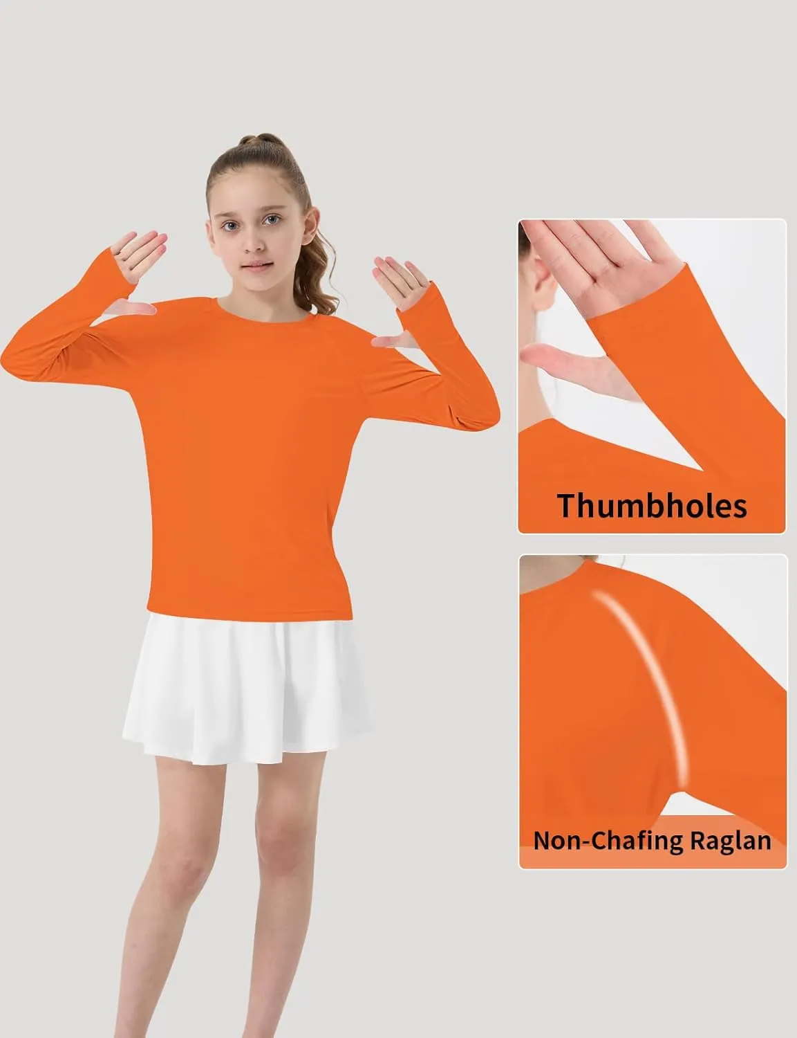 Girl's Rash Guard Swim Shirts Sun Shirt UV Protection Long Sleeve Tops Quick Dry Lightweight UPF 50 