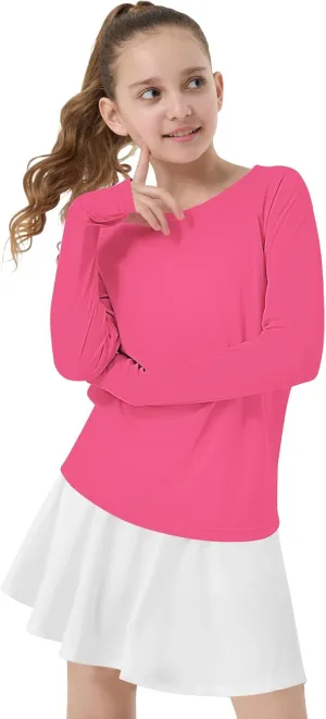 Girl's Rash Guard Swim Shirts Sun Shirt UV Protection Long Sleeve Tops Quick Dry Lightweight UPF 50 