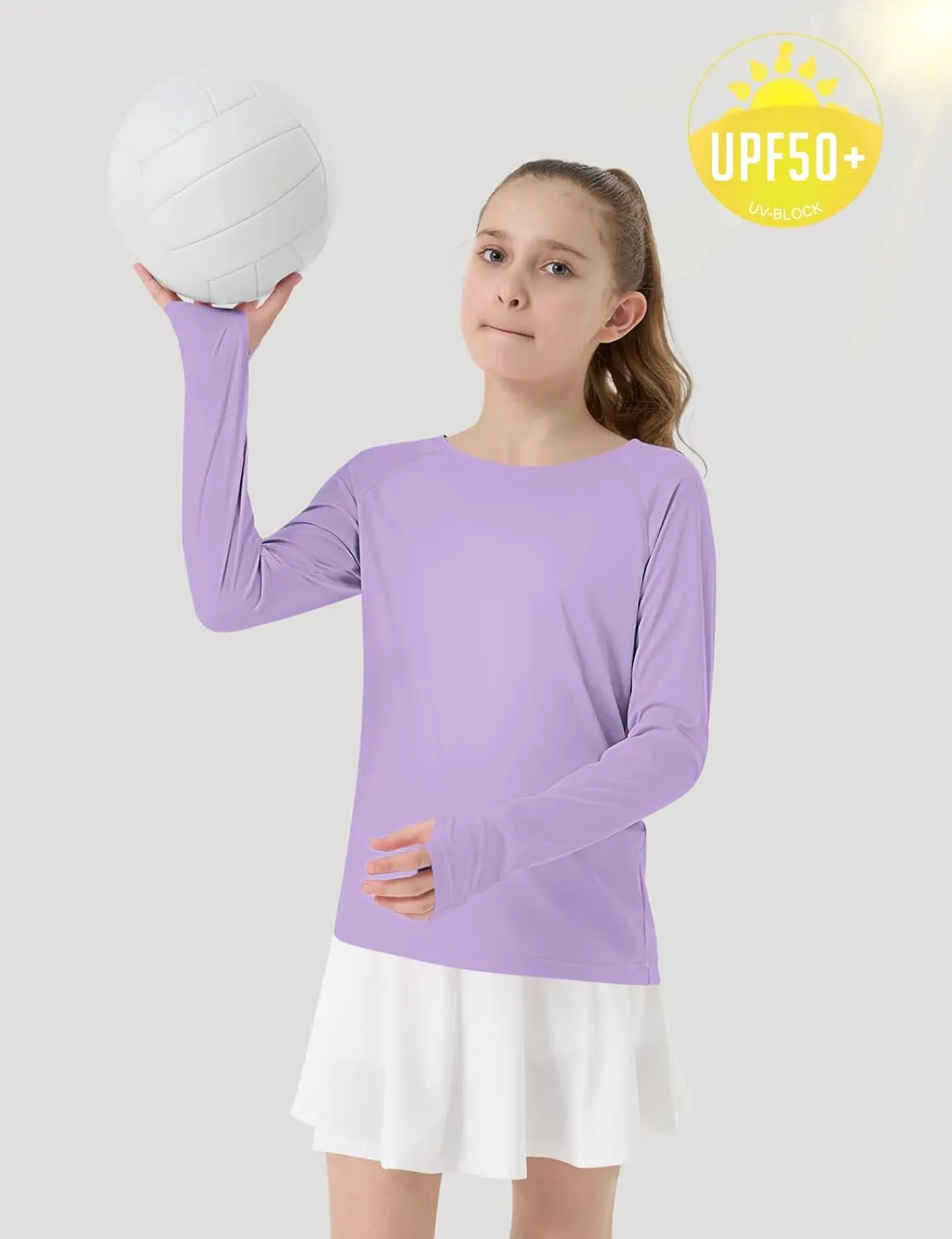 Girl's Rash Guard Swim Shirts Sun Shirt UV Protection Long Sleeve Tops Quick Dry Lightweight UPF 50 