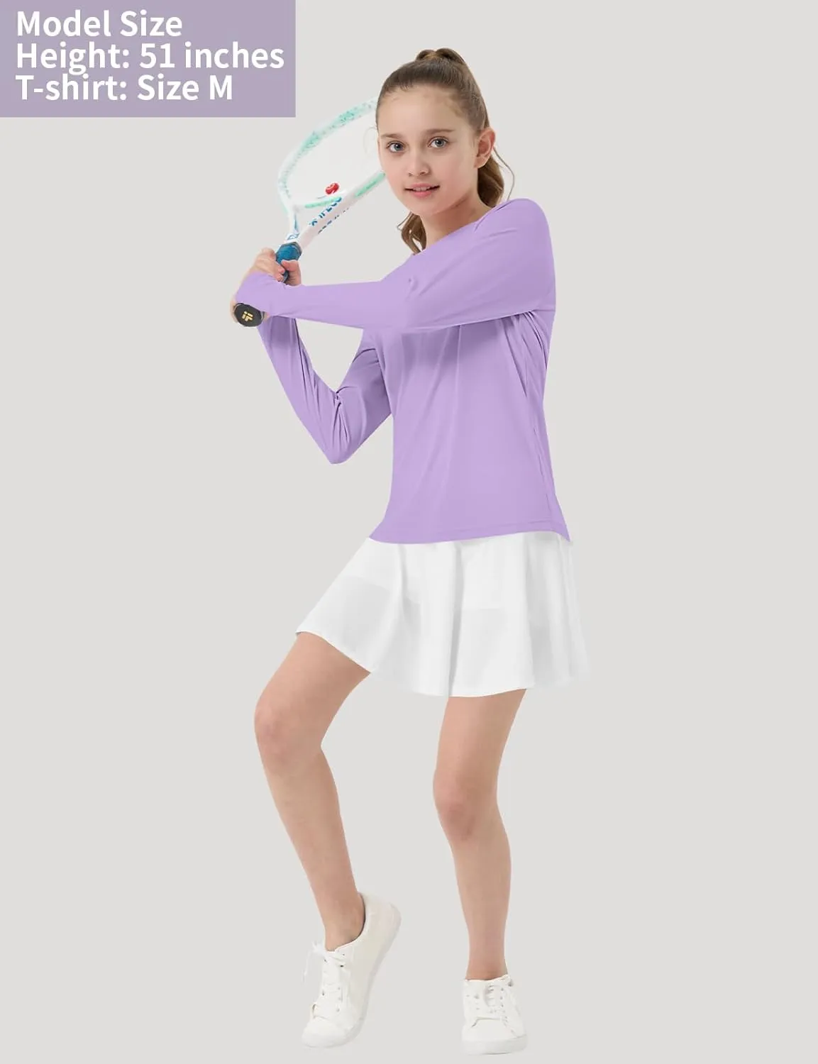 Girl's Rash Guard Swim Shirts Sun Shirt UV Protection Long Sleeve Tops Quick Dry Lightweight UPF 50 