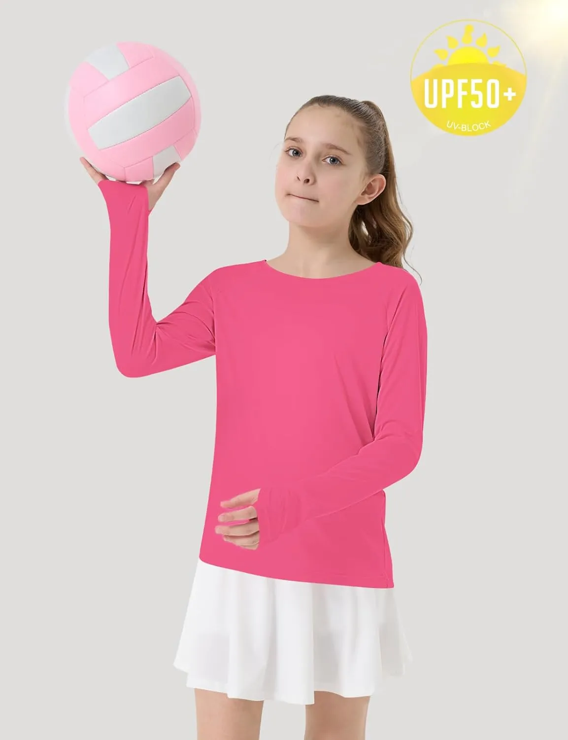 Girl's Rash Guard Swim Shirts Sun Shirt UV Protection Long Sleeve Tops Quick Dry Lightweight UPF 50 