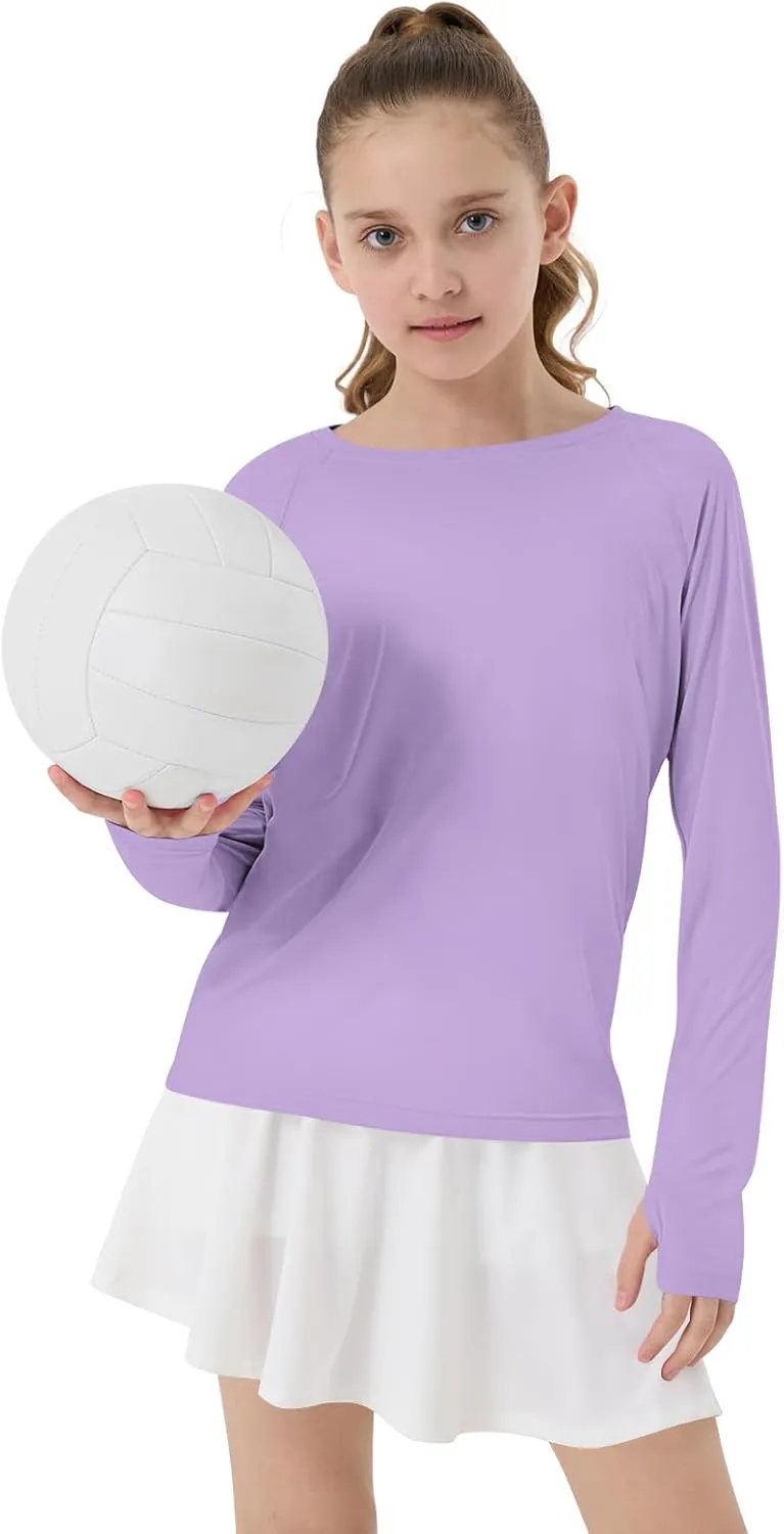 Girl's Rash Guard Swim Shirts Sun Shirt UV Protection Long Sleeve Tops Quick Dry Lightweight UPF 50 