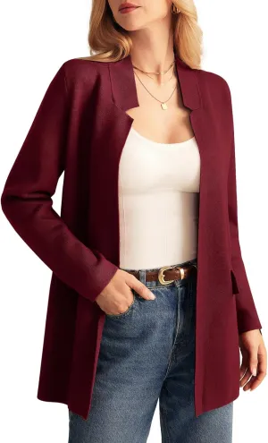 GRACE KARIN Women's 2025 Long Sleeve Knit Cardigan Coat Open Front Notch Collar Sweater Blazer Coatigan Jackets