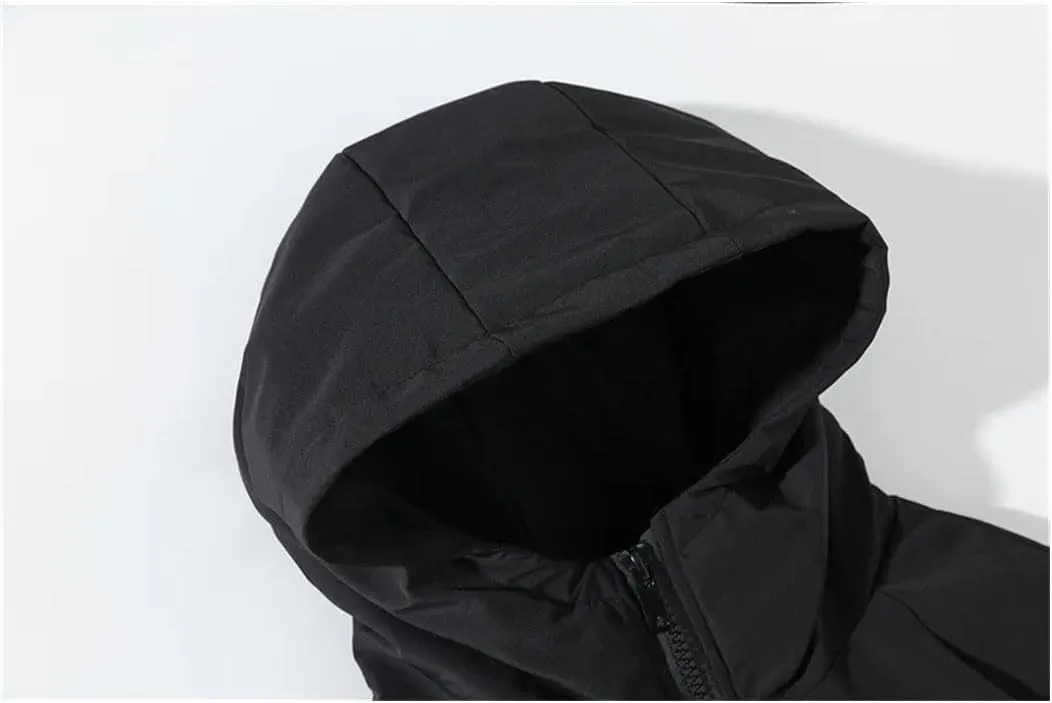 Haitpant Men's Long Coat Winter Cotton Padded Jacket Hooded Oversize Parkas Outerwear Loose Thick Warm Coats