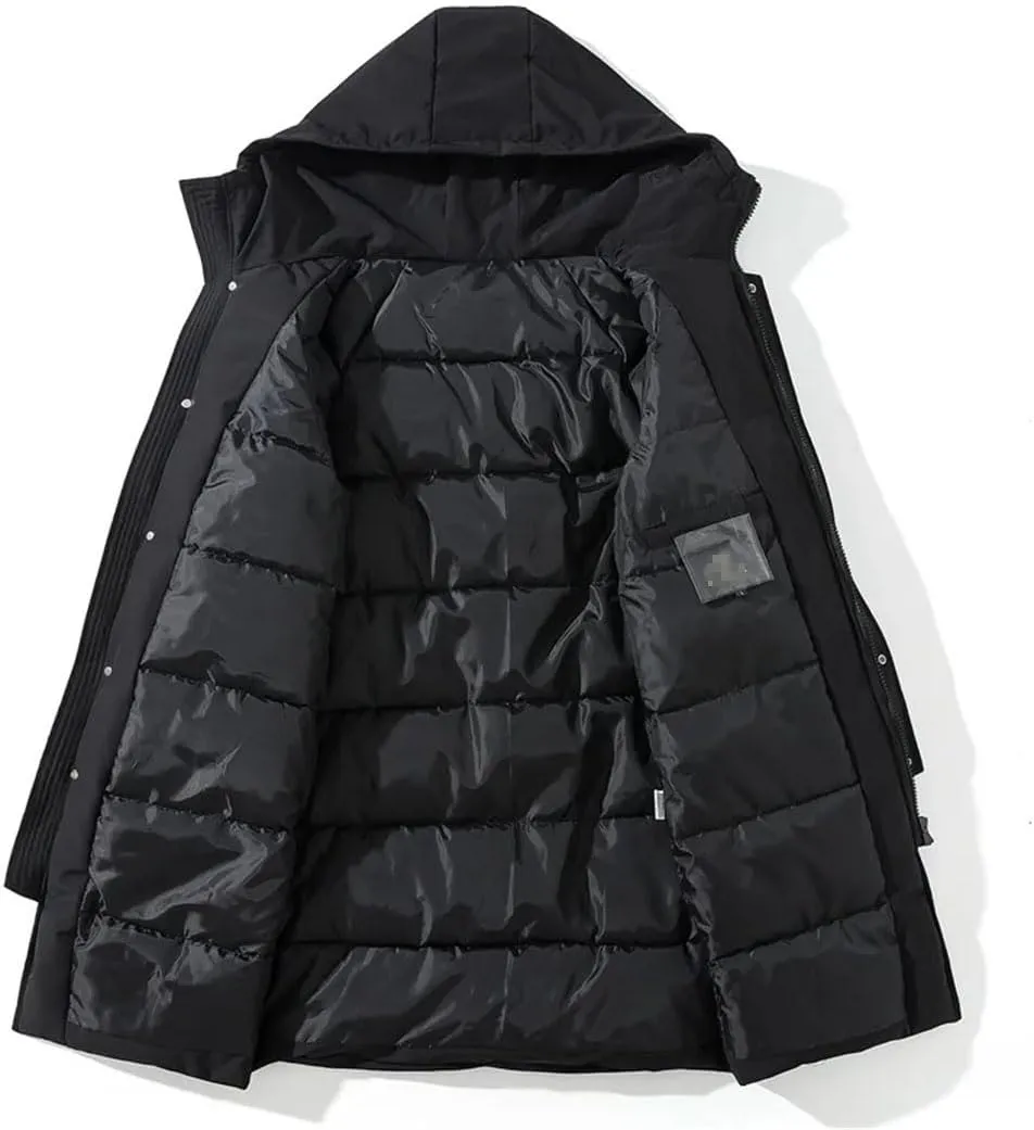 Haitpant Men's Long Coat Winter Cotton Padded Jacket Hooded Oversize Parkas Outerwear Loose Thick Warm Coats