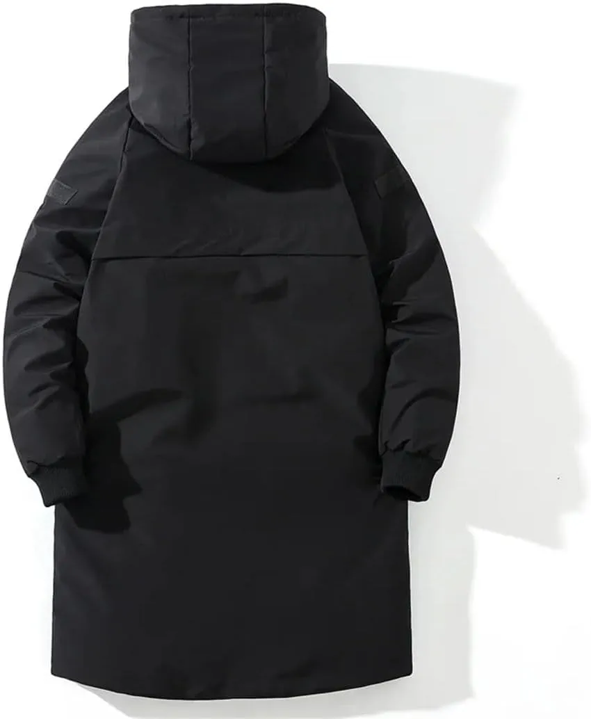 Haitpant Men's Long Coat Winter Cotton Padded Jacket Hooded Oversize Parkas Outerwear Loose Thick Warm Coats