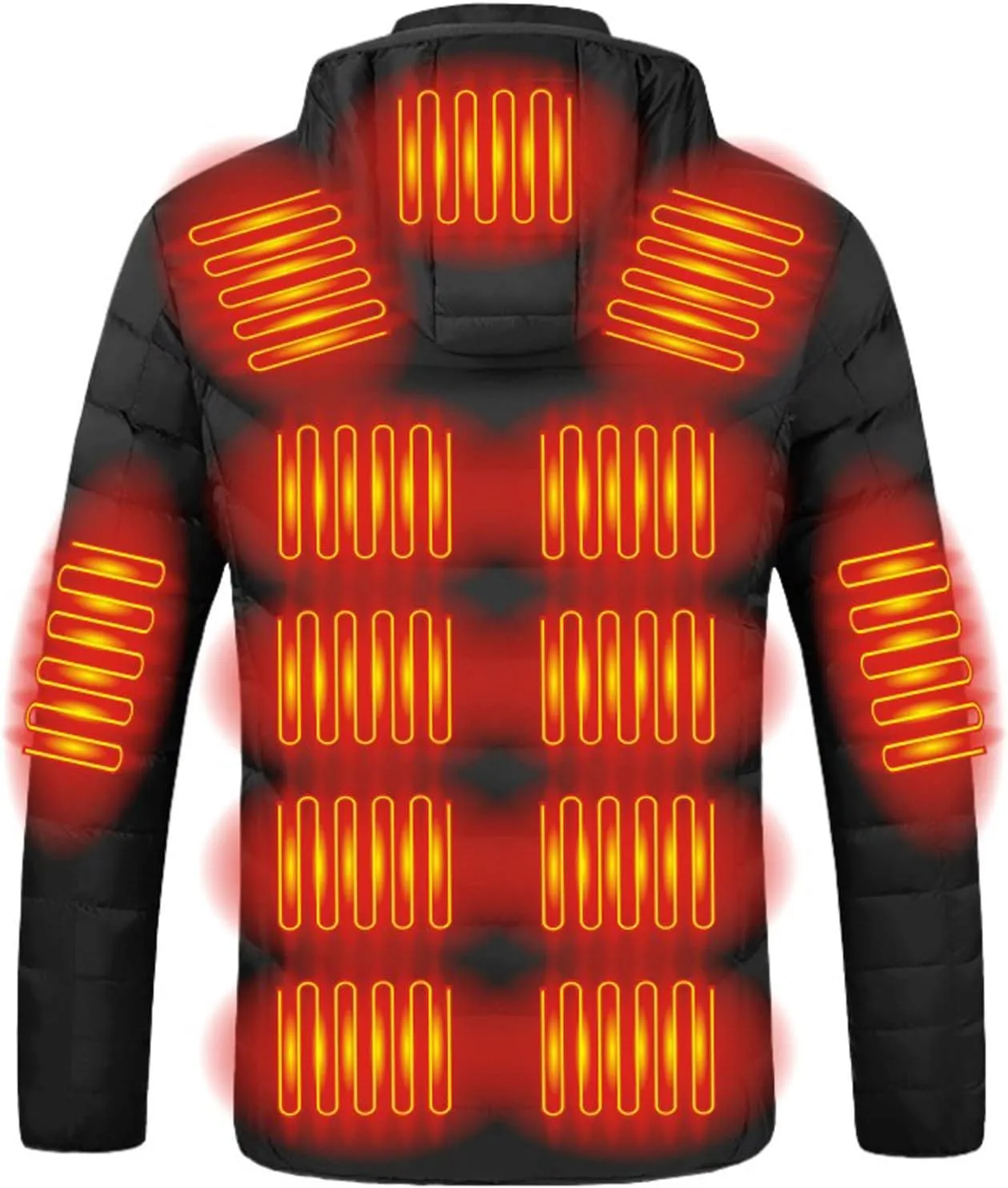 Heated Jacket for Men Women with Hood Winter Heated Hoodie Windproof Coat USB Charging Body Warmer 19 Zones Unisex