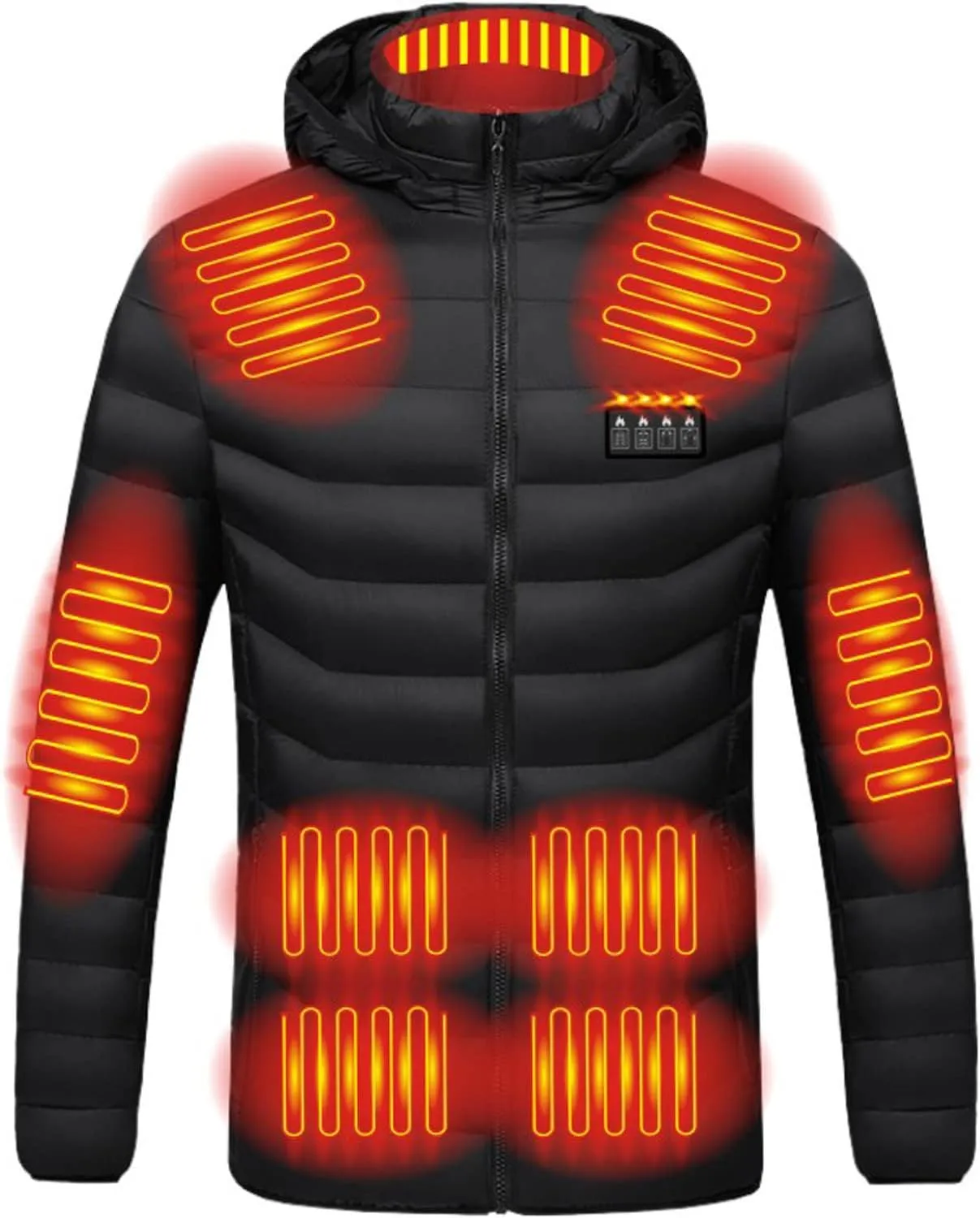 Heated Jacket for Men Women with Hood Winter Heated Hoodie Windproof Coat USB Charging Body Warmer 19 Zones Unisex