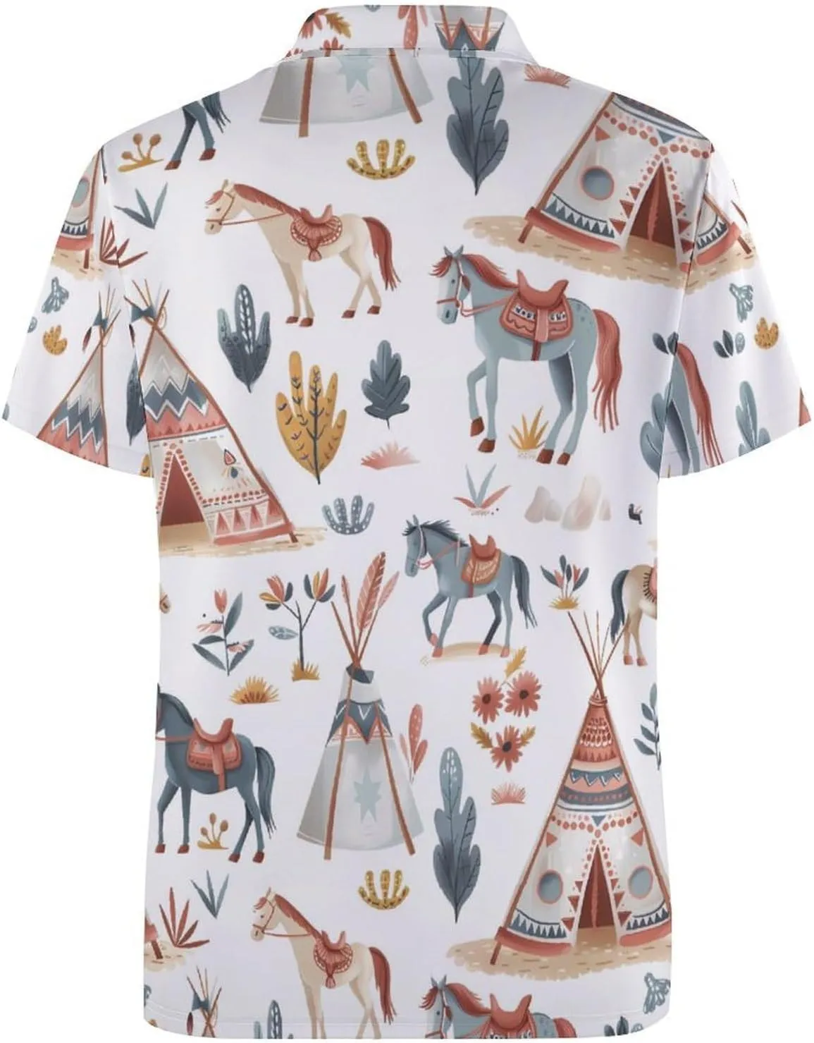 Horses Western Camping Mens Polo Shirts Quick Dry Short Sleeve Golf Slim Fit T Shirt