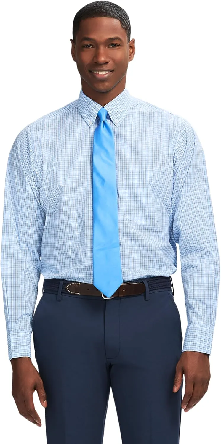 IZOD Men's Dress Shirt Regular Fit Long Sleeve Wrinkle Free Stretch Button Down Collar