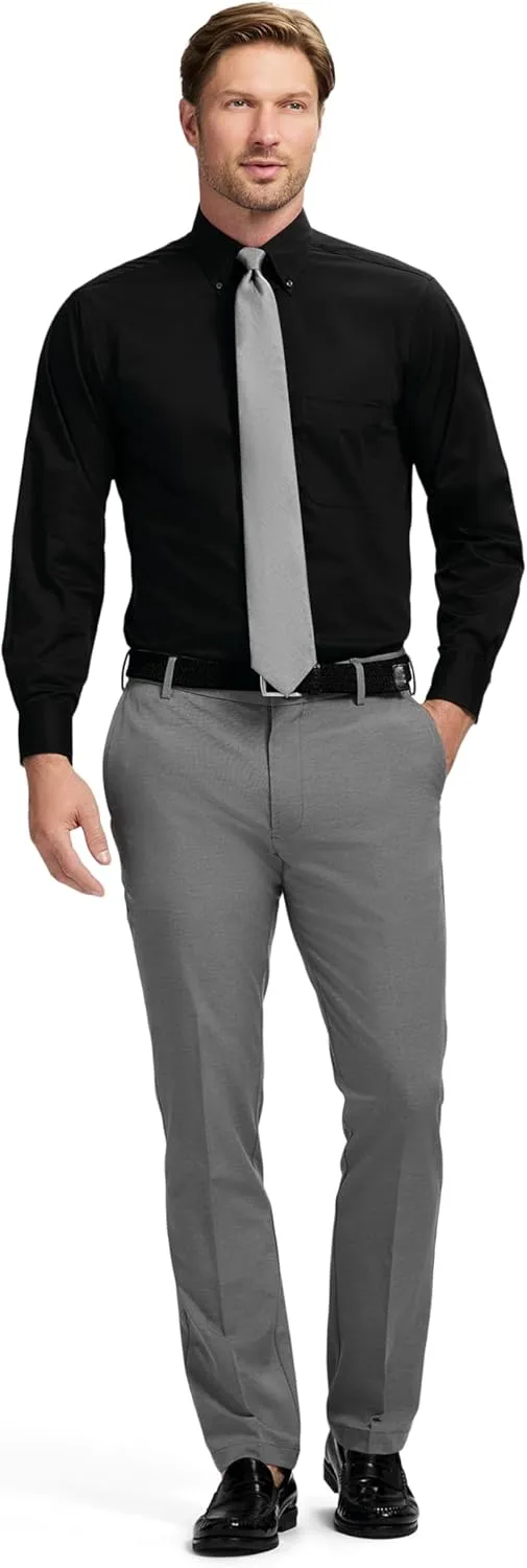 IZOD Men's Dress Shirt Regular Fit Long Sleeve Wrinkle Free Stretch Button Down Collar