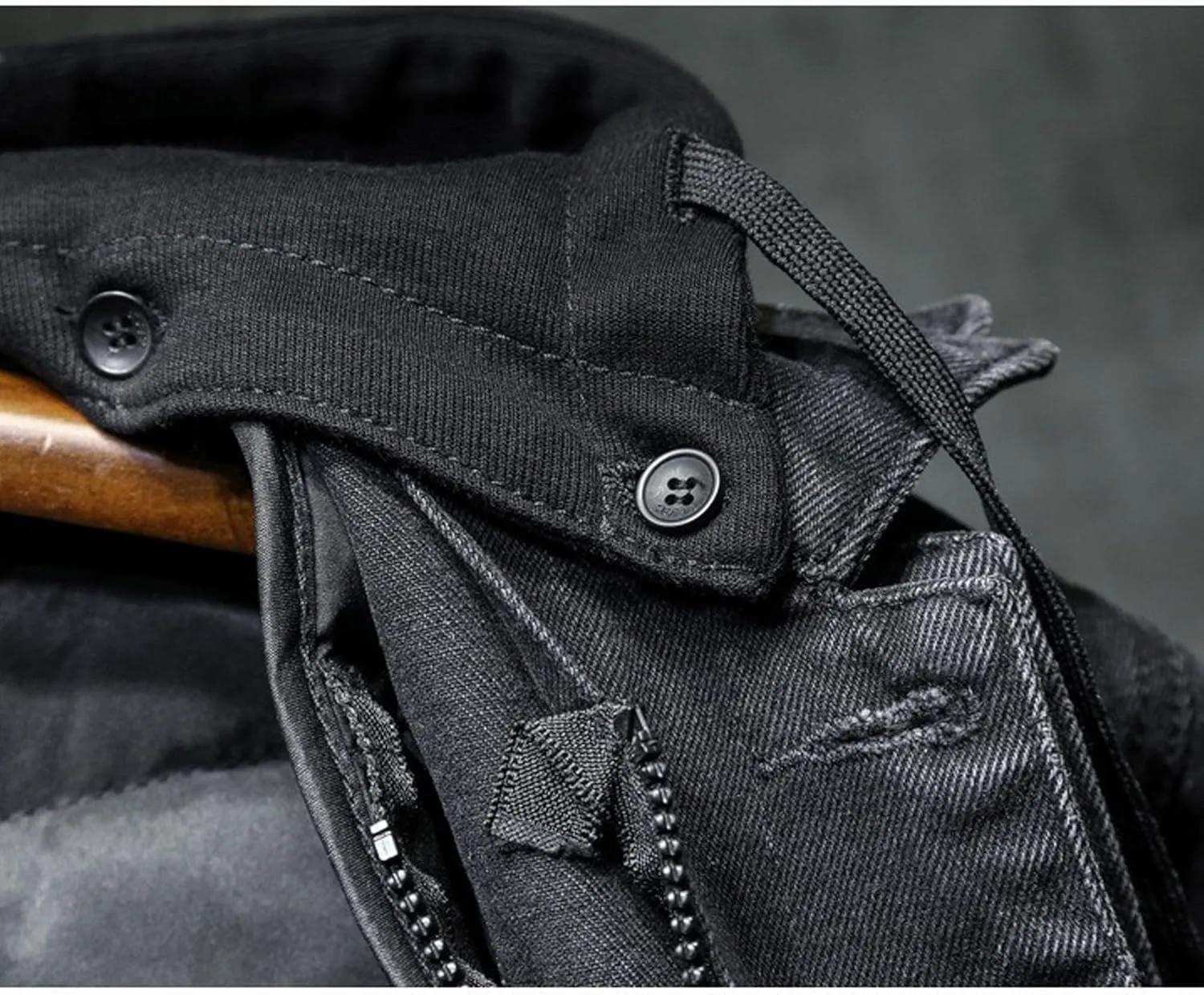 JEKE-DG Men Hoodie Jean Jacket Casual Slim Fit Denim Jacket Casual Long Sleeve Distressed Trucker Outwear with Hood