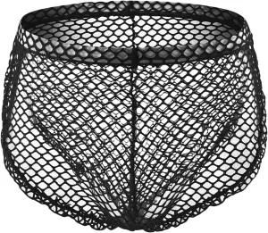 JEShifangjiusu Men's Sexy Mesh Boxer Briefs Underwear See-Through Fishnet Lingerie Low Waist Funny Buckled Pouch Trunks