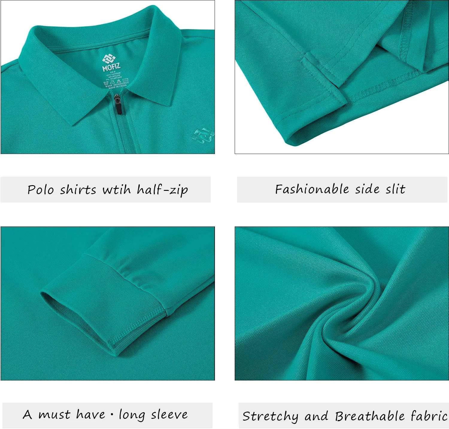 JINSHI Women's Golf Polo Shirt Long Sleeves Zip Up Sport Active Shirts Quick Dry Athletic T-Shirt Casual Tennis Tops Slim Fit