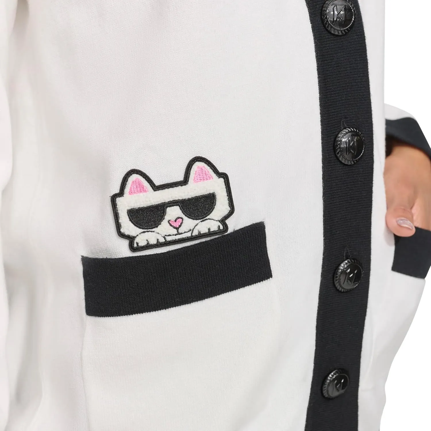 KARL LAGERFELD Women's Varsity Logo Cardigan with Patches