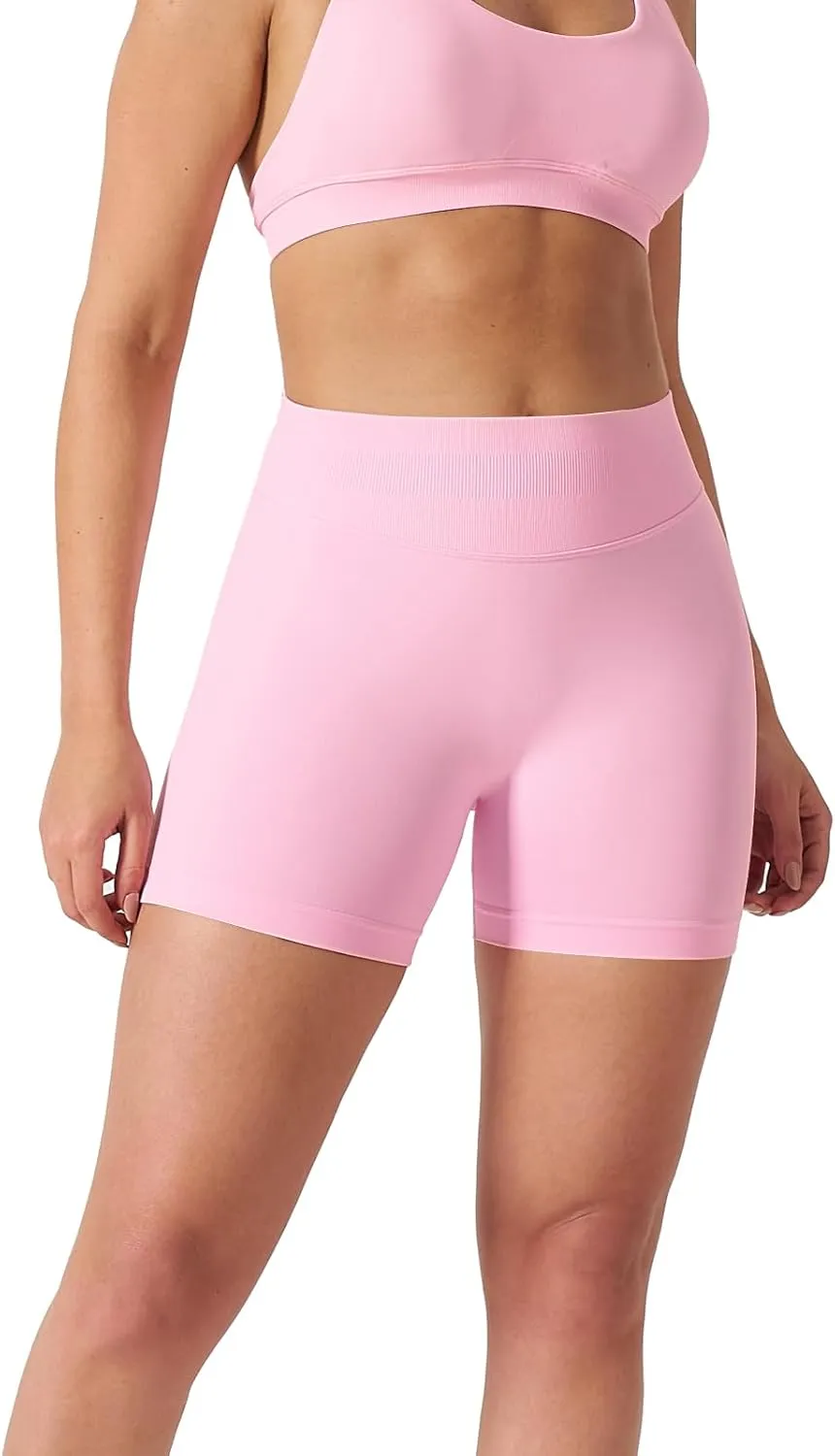 Kepblom High-Waisted Butt-Lifting Scrunch Gym Shorts for Women - Workout Yoga Biker, Seamless Spandex Booty Shorts