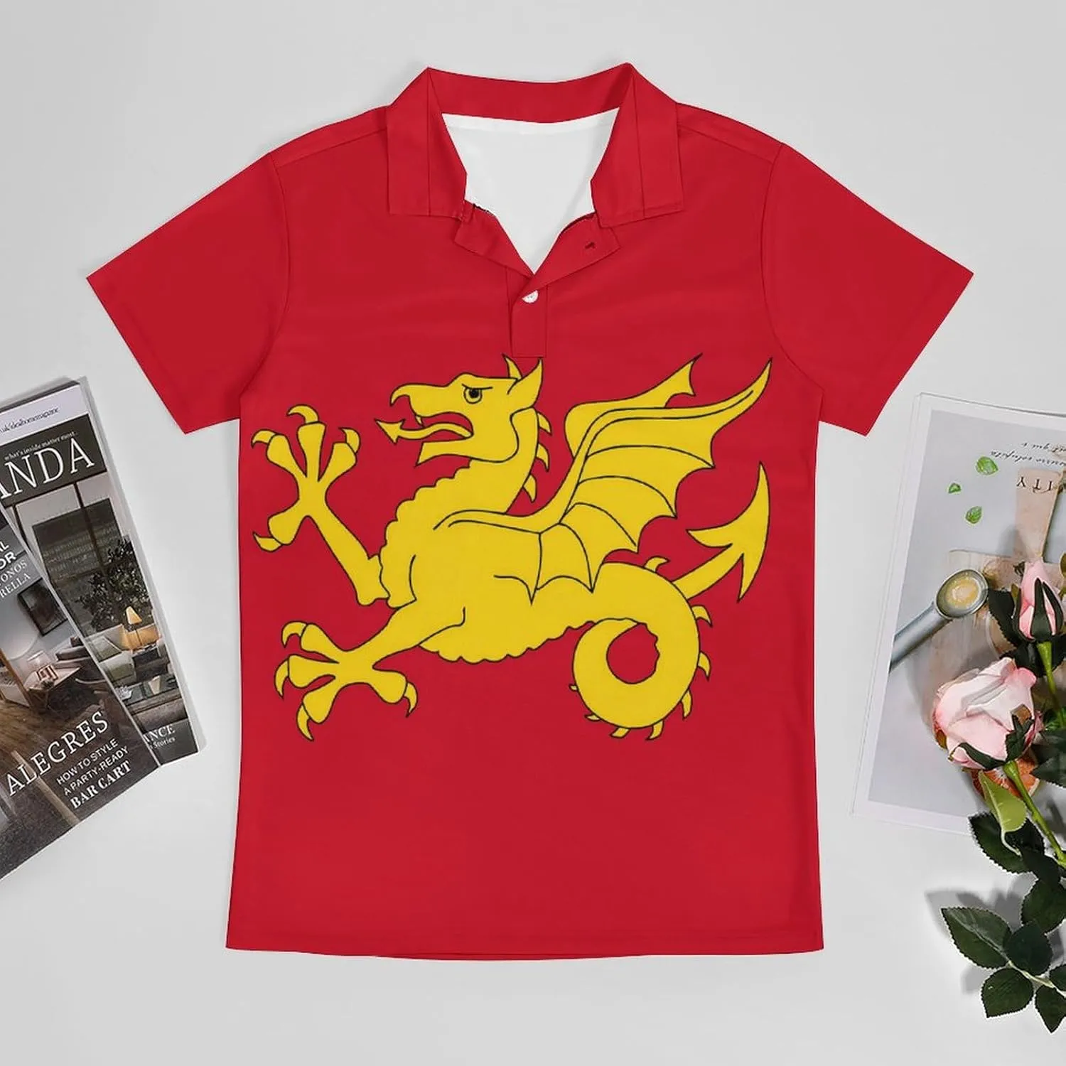 Kingdom of The West Saxons Wessex Flag Dragon Men's Polo Shirt Short Sleeve Casual Athletic Quick Dry Golf T-Shirts