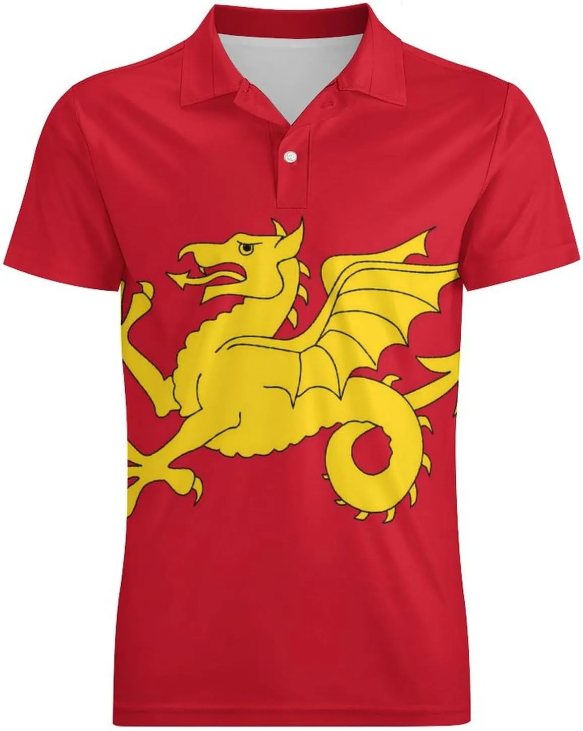 Kingdom of The West Saxons Wessex Flag Dragon Men's Polo Shirt Short Sleeve Casual Athletic Quick Dry Golf T-Shirts