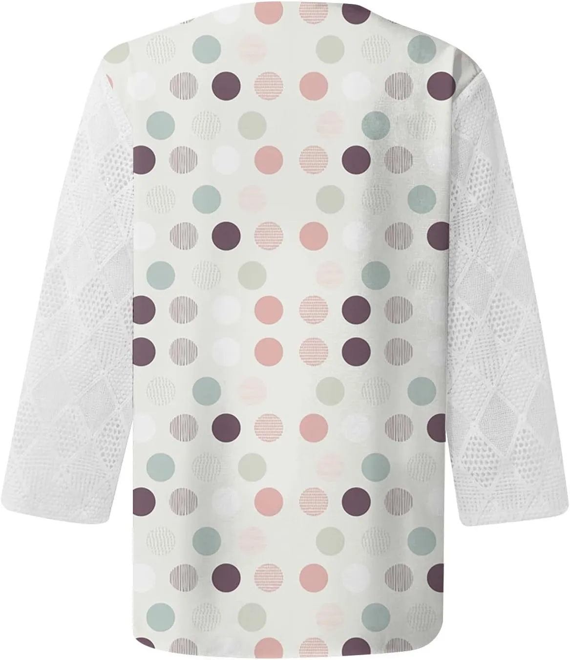 Lace 3/4 Length Sleeve Henley Shirts for Women Floral Print V Neck Button Down Trendy Summer Tops