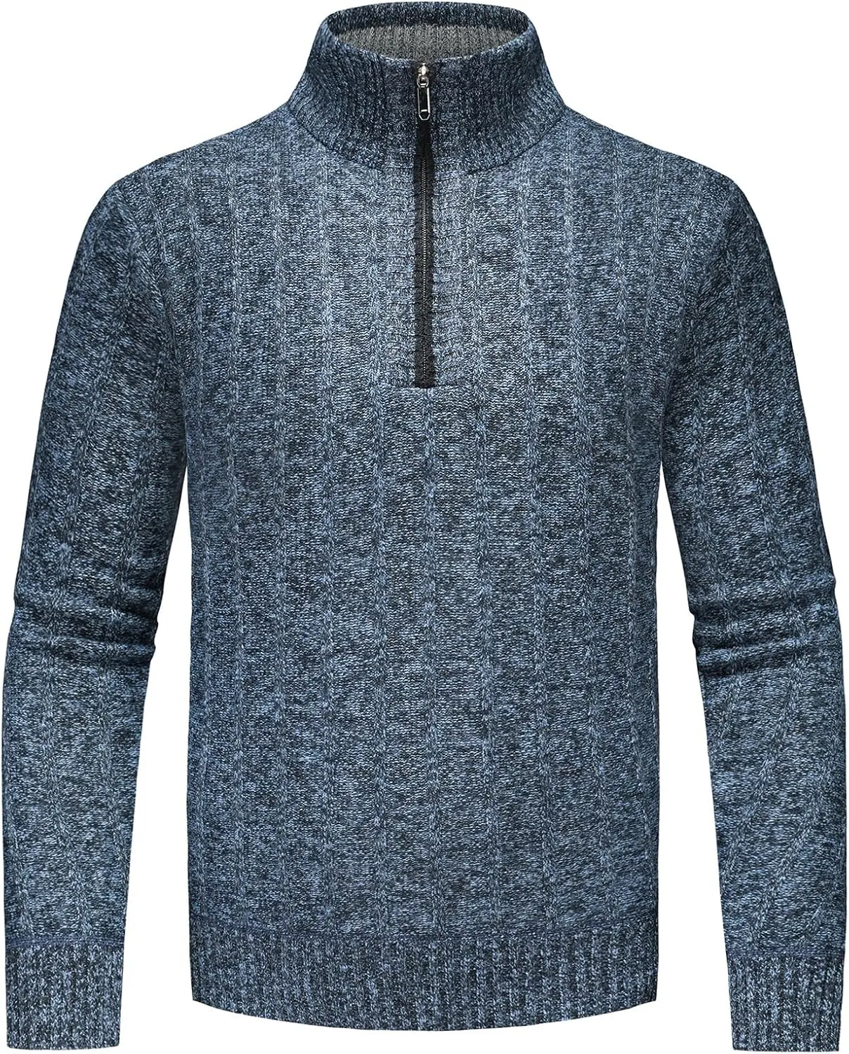 Lamgool Men's 1/4 Zip Pullover Polo Knit Sweater Casual Warm Fall Winter Spring