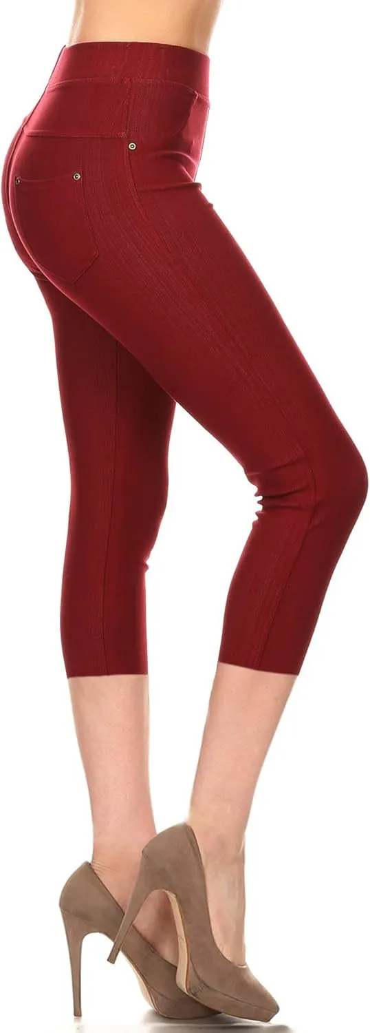 Leggings Depot Women's Cotton Blend Stretch Pull-on Jeggings Casual Pants with Pockets (Available in Plus Size)