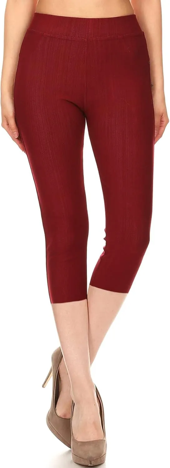 Leggings Depot Women's Cotton Blend Stretch Pull-on Jeggings Casual Pants with Pockets (Available in Plus Size)