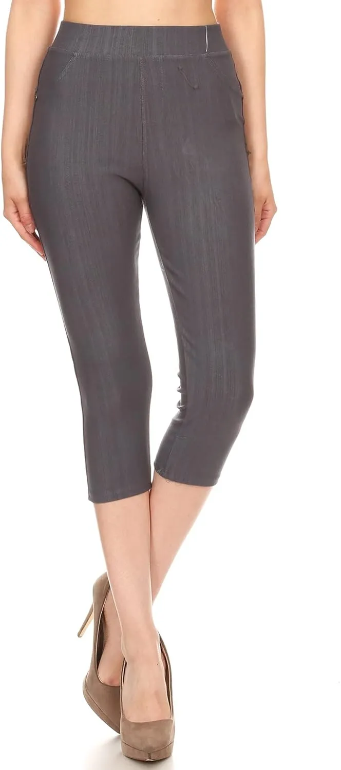 Leggings Depot Women's Cotton Blend Stretch Pull-on Jeggings Casual Pants with Pockets (Available in Plus Size)
