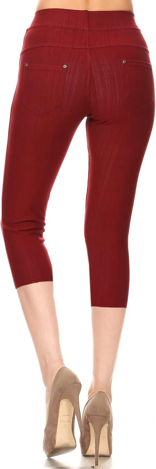 Leggings Depot Women's Cotton Blend Stretch Pull-on Jeggings Casual Pants with Pockets (Available in Plus Size)