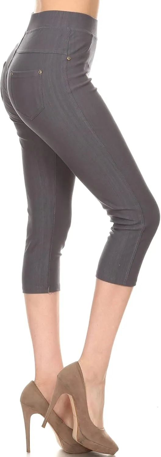 Leggings Depot Women's Cotton Blend Stretch Pull-on Jeggings Casual Pants with Pockets (Available in Plus Size)