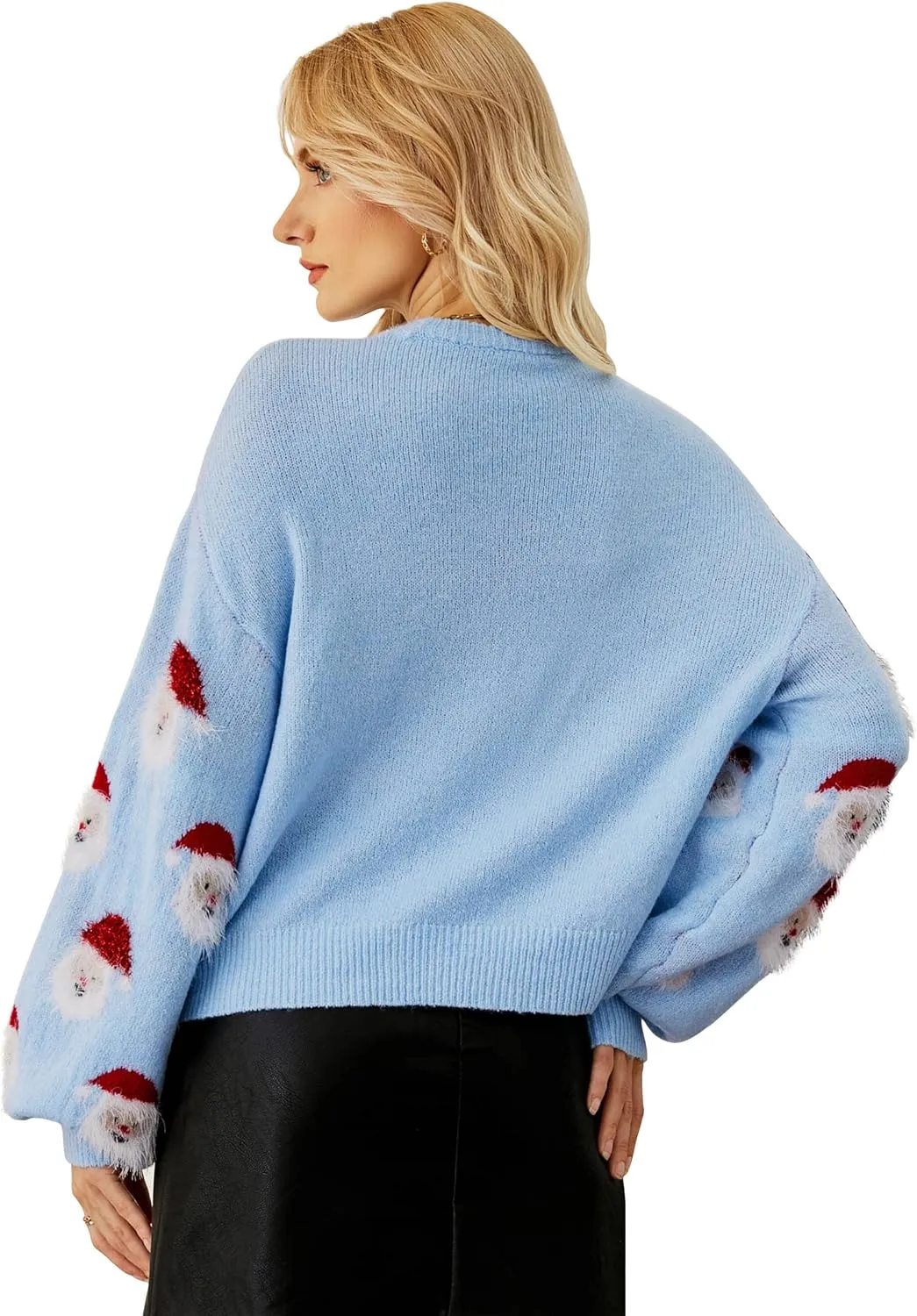 Lesmart Womens Ugly Christmas Sweater Funny Santa Funny Xmas Holiday Party Knitted Pullover