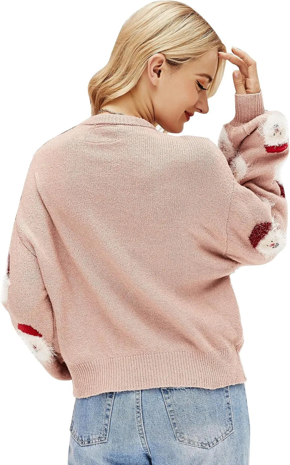 Lesmart Womens Ugly Christmas Sweater Funny Santa Funny Xmas Holiday Party Knitted Pullover