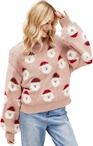 Lesmart Womens Ugly Christmas Sweater Funny Santa Funny Xmas Holiday Party Knitted Pullover