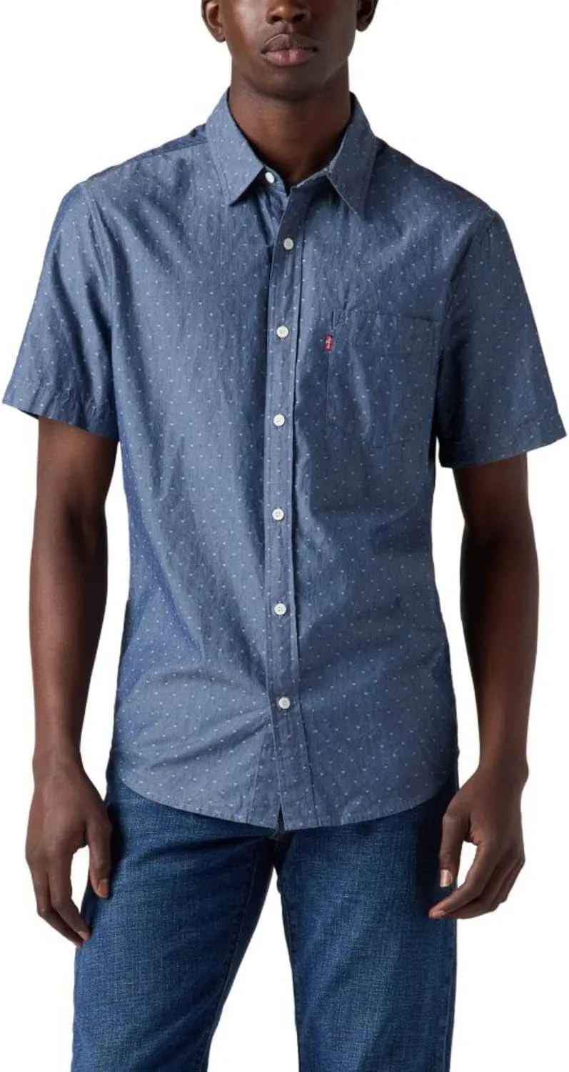 Levi's Men's Classic 1 Pocket Short Sleeve Button Up Shirt (Also Available in Big), (New) Normand Indigo Dobby