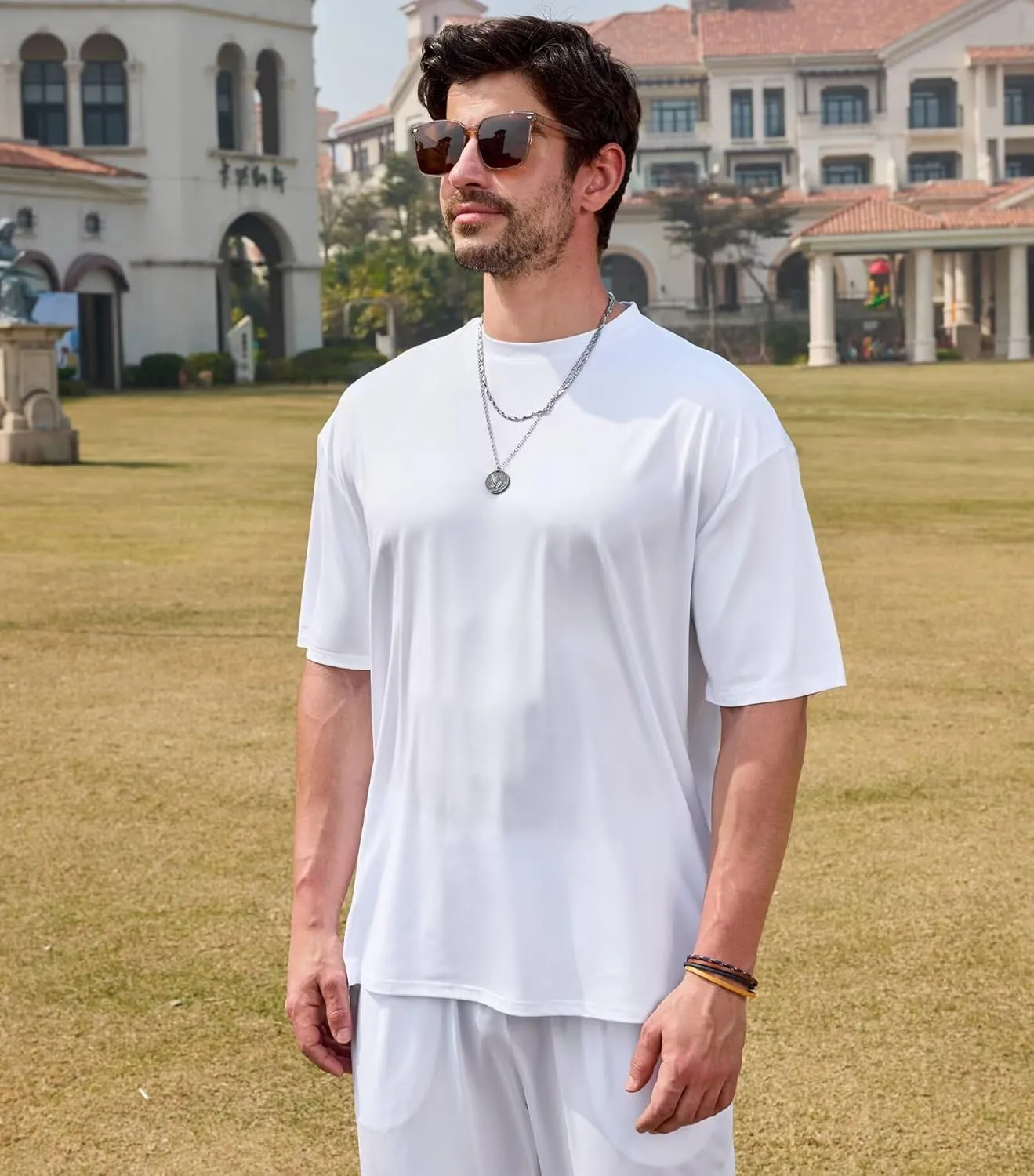 Lexiart Mens 2 Piece Outfits Cool Feeling Summer Casual Tracksuit Short Sleeve T Shirt & Pants Set