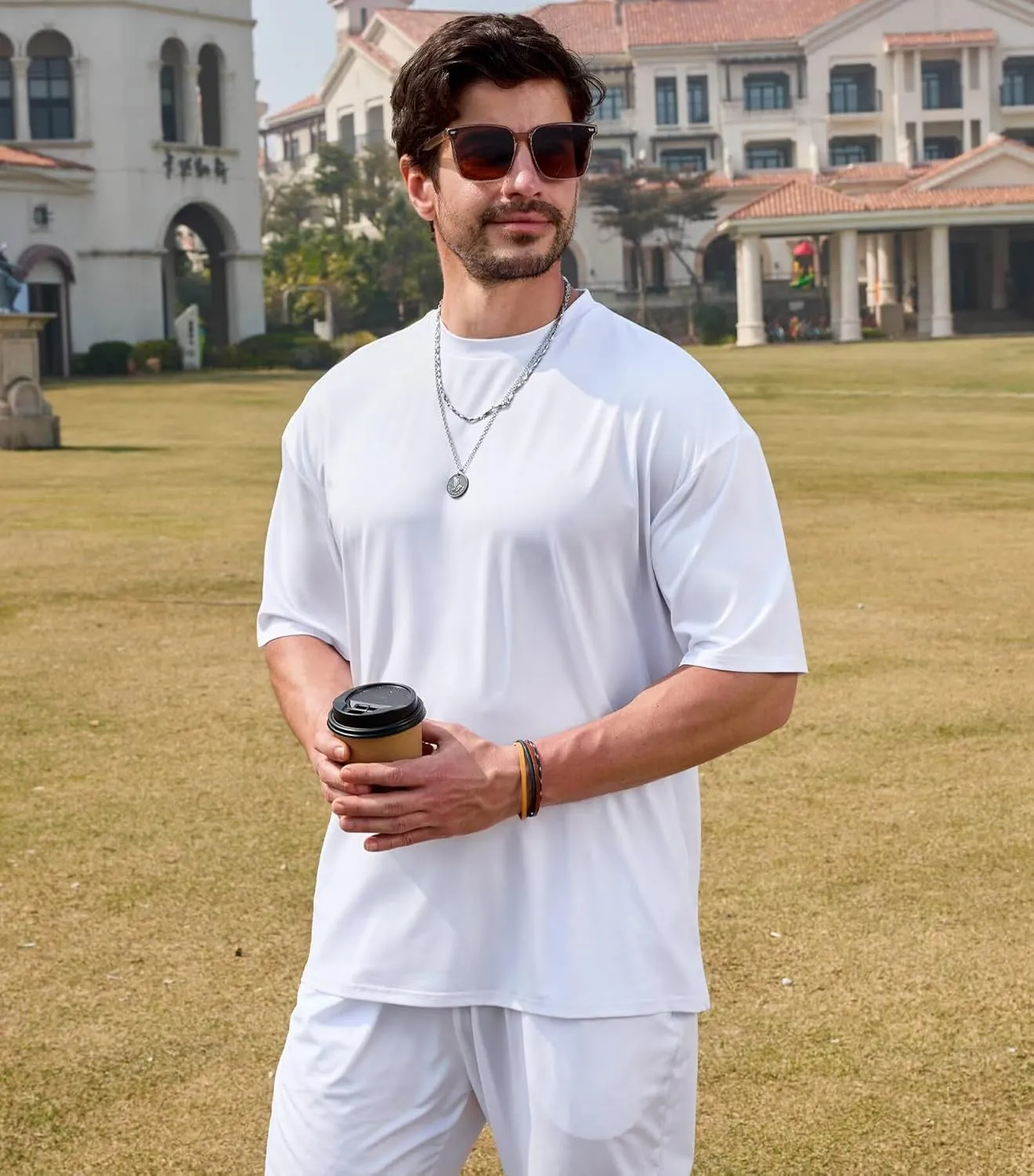 Lexiart Mens 2 Piece Outfits Cool Feeling Summer Casual Tracksuit Short Sleeve T Shirt & Pants Set