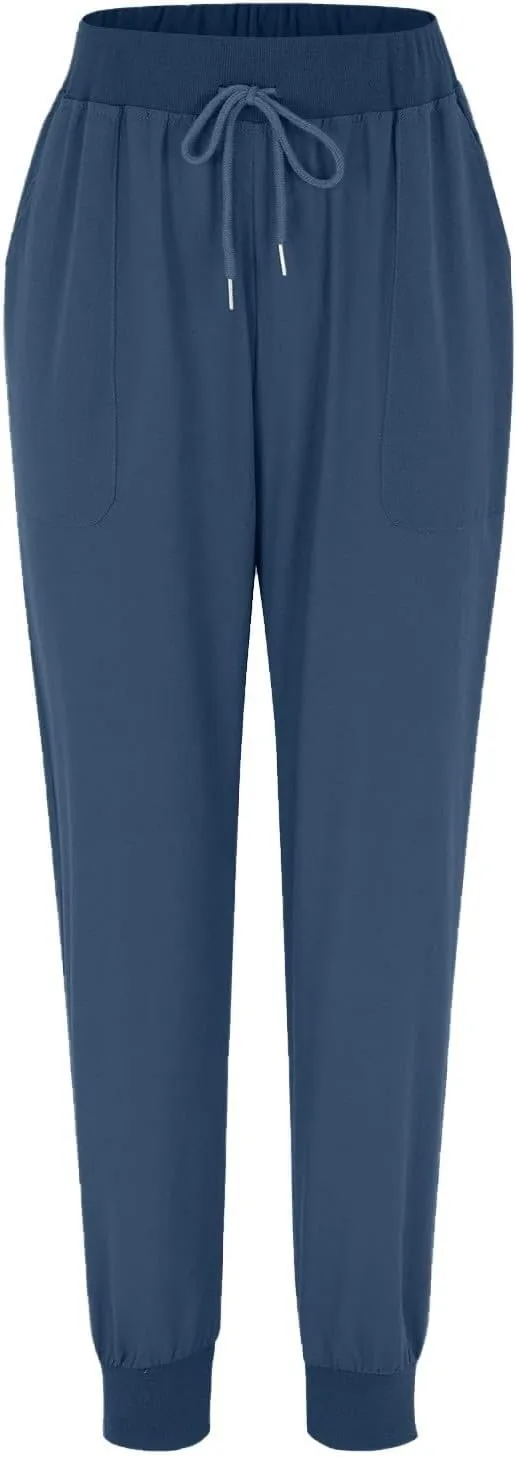 Linen Pants Women Drawstring Elastic Waist Tapered Leg Pants Casual Jogger Baggy Summer Trendy Beach Vacation Trousers