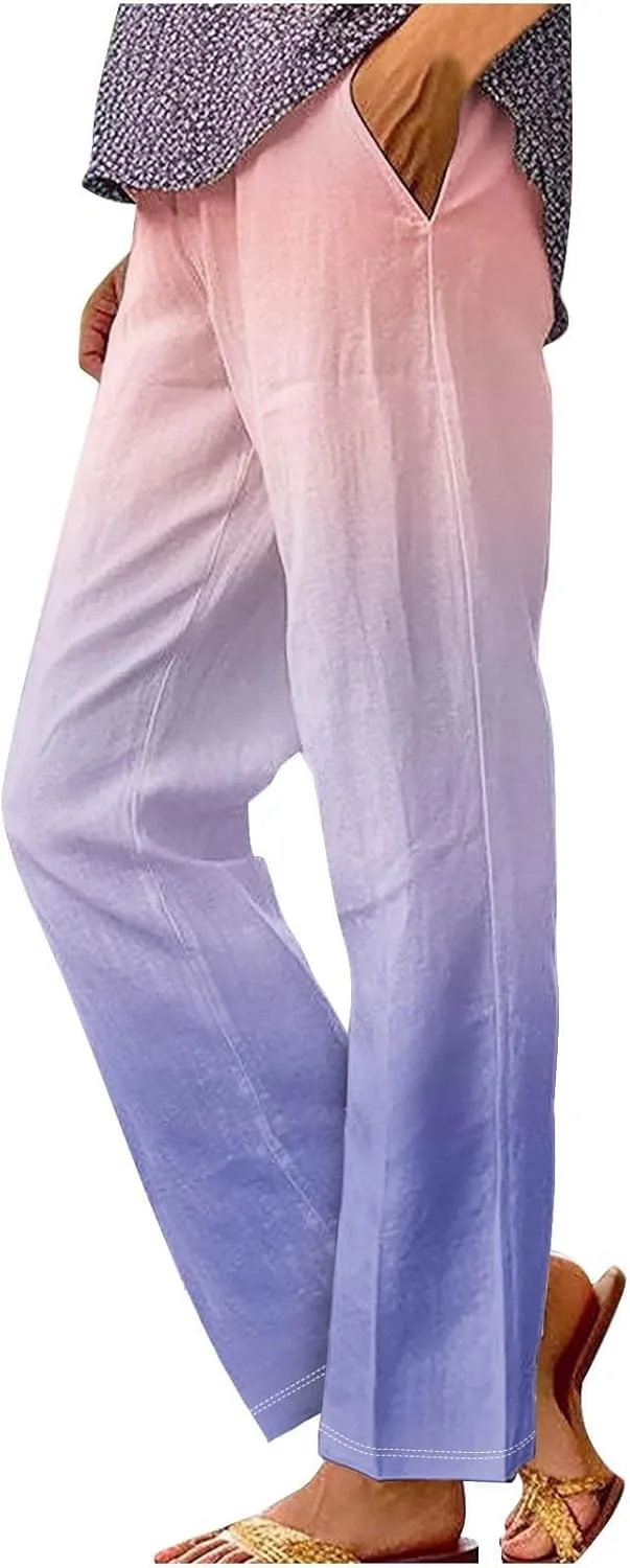 Linen Pants Women Tall Spring High Waisted Capris for Women Womens Palazzo Pants Plus Size