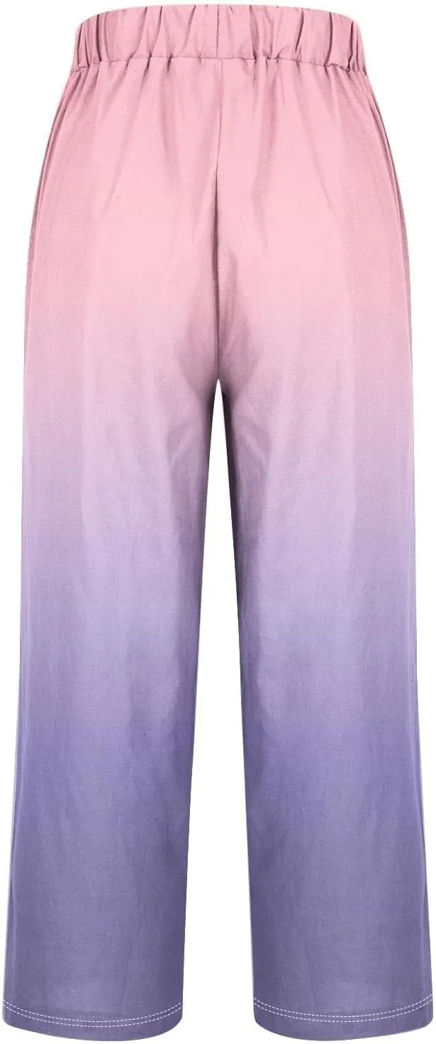 Linen Pants Women Tall Spring High Waisted Capris for Women Womens Palazzo Pants Plus Size