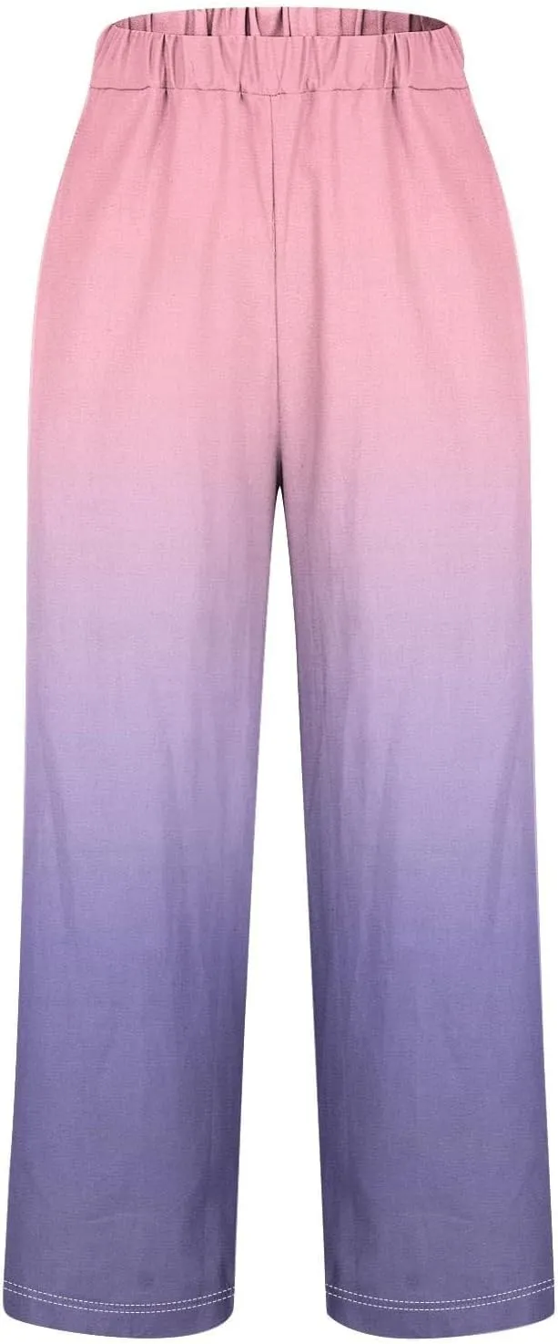 Linen Pants Women Tall Spring High Waisted Capris for Women Womens Palazzo Pants Plus Size