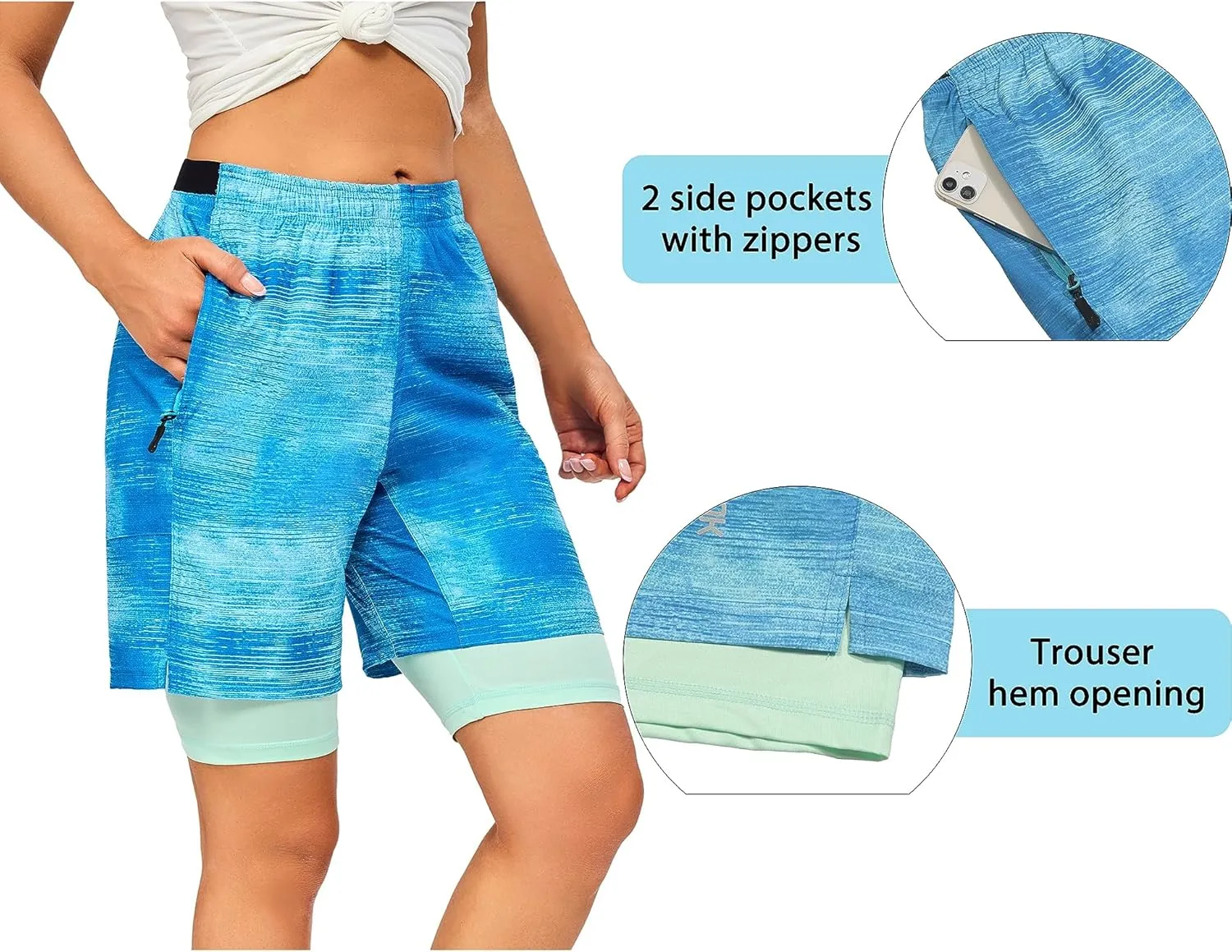 Little Donkey Andy Womens Quick Dry Board Shorts 9" Lightweight Stretch Swim Beach Shorts with Liner and Pockets