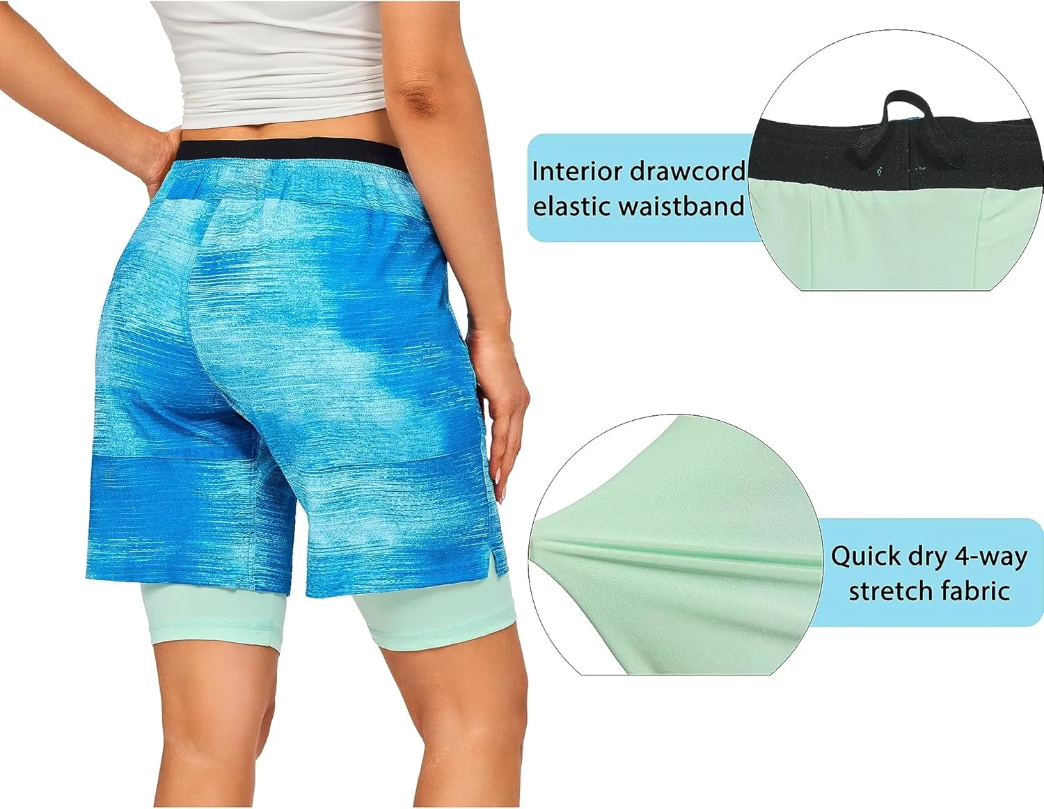 Little Donkey Andy Womens Quick Dry Board Shorts 9" Lightweight Stretch Swim Beach Shorts with Liner and Pockets