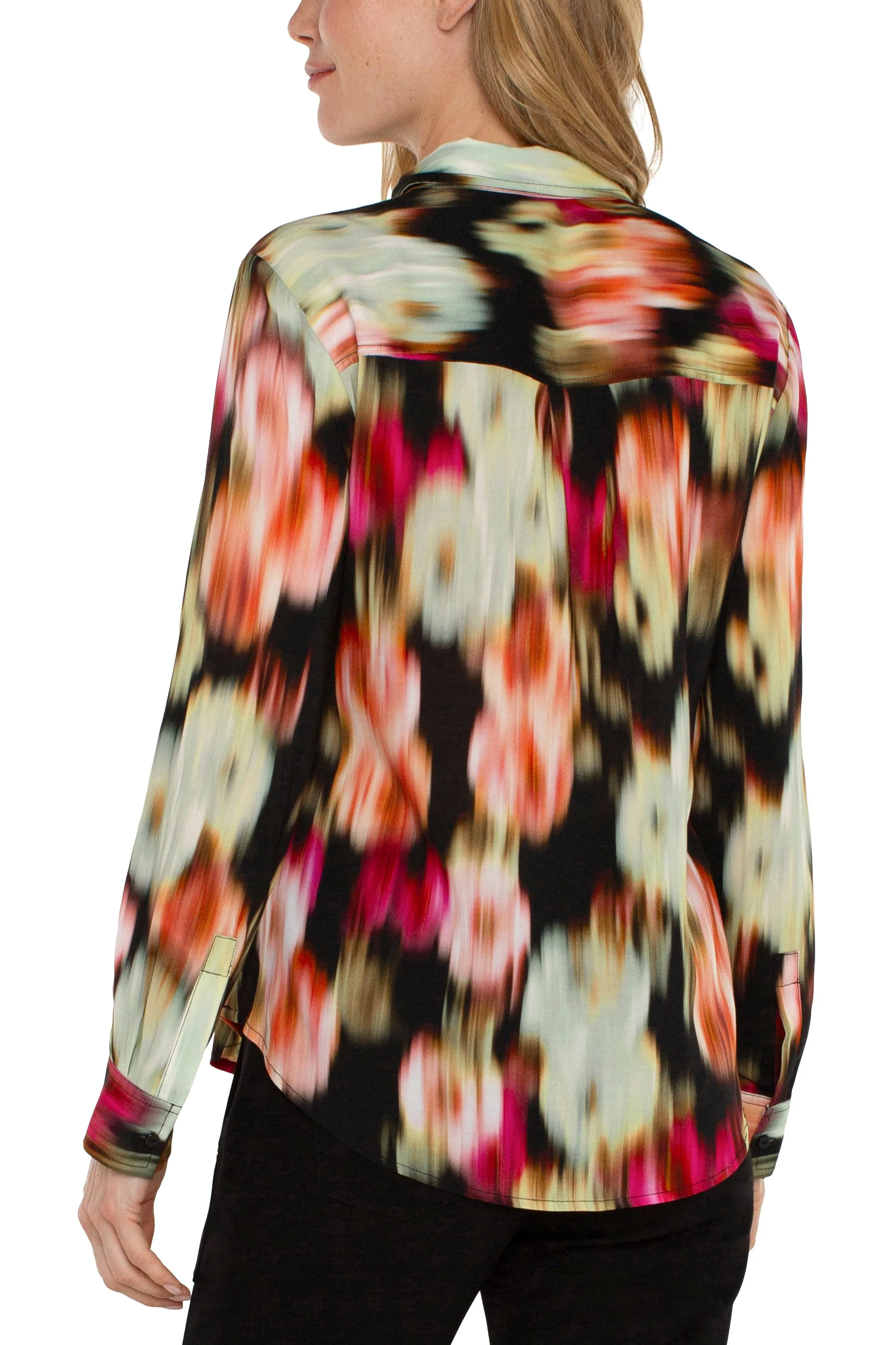 Liverpool Long Sleeve Button Front Woven Shirt (Star Ruby Floral)
