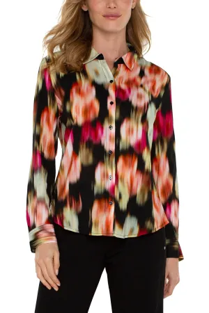 Liverpool Long Sleeve Button Front Woven Shirt (Star Ruby Floral)