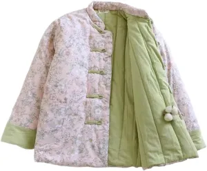LIXINGHEITANG Winter cottonpadded jacket for women, thickened cotton coat, silk padded Chinese style national warm buckle