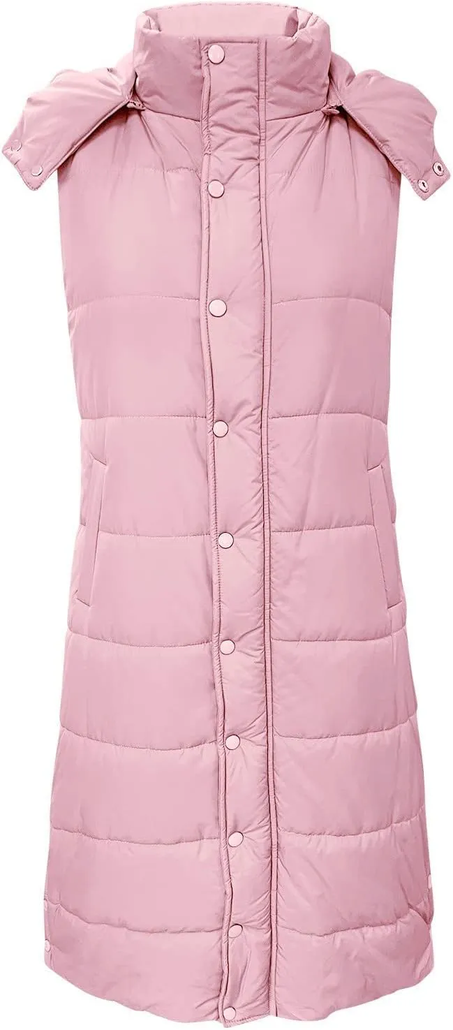 Long Puffer Vest for Women,2023 Winter Warm Puffy Zipper Sleeveless Oversized Fleece Plus Size Down Jacket Coat