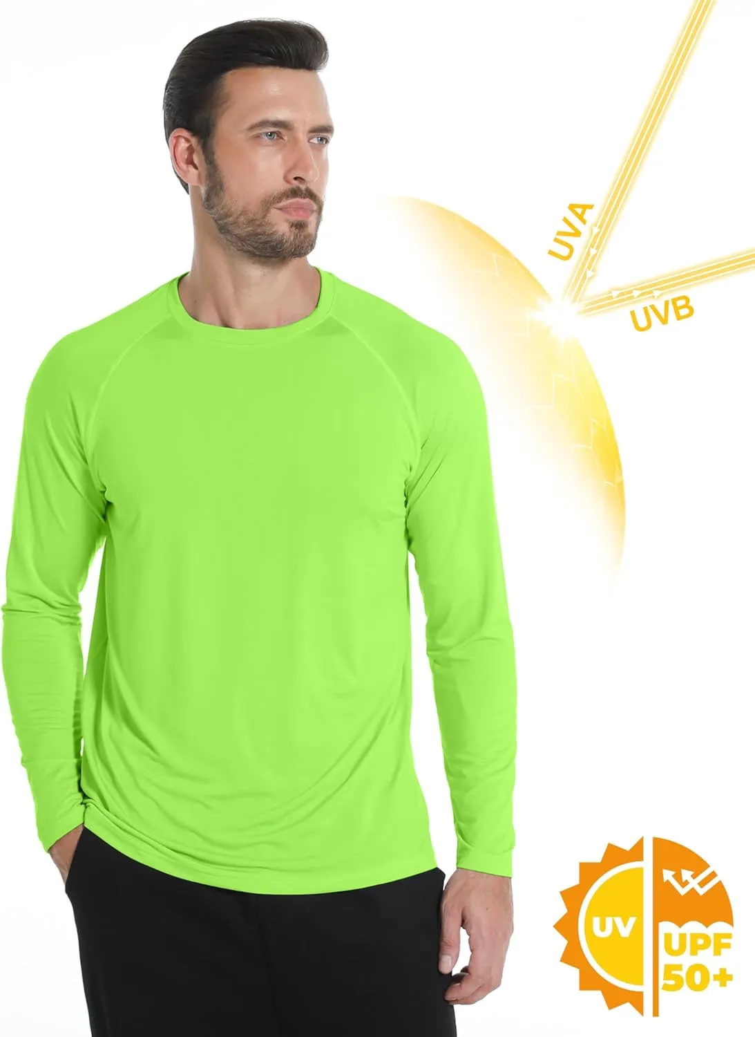 Long Sleeve Shirts for Men 5 Pack Athletic T Shirt UPF 50  Sun Protection Fishing Active Running Quick Dry Fit Tee Shirt