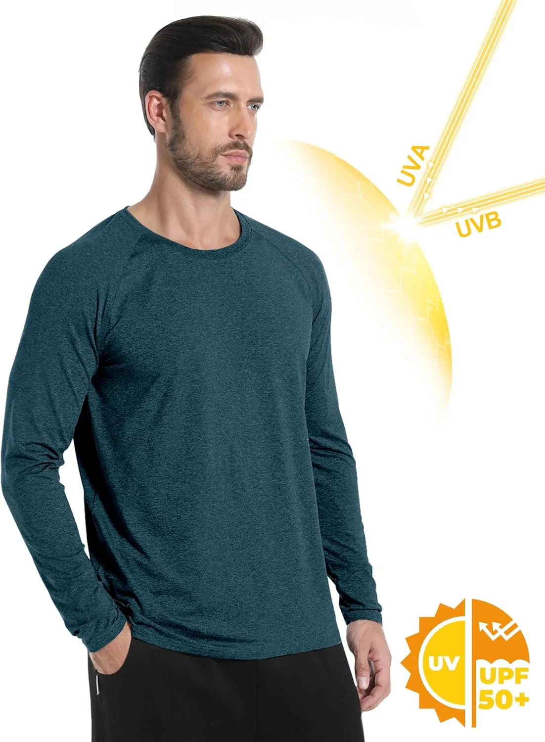 Long Sleeve Shirts for Men 5 Pack Athletic T Shirt UPF 50  Sun Protection Fishing Active Running Quick Dry Fit Tee Shirt