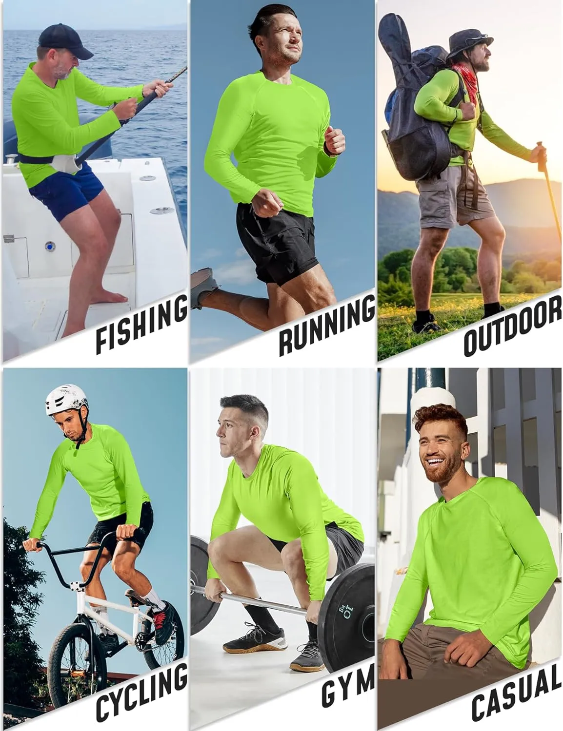 Long Sleeve Shirts for Men 5 Pack Athletic T Shirt UPF 50  Sun Protection Fishing Active Running Quick Dry Fit Tee Shirt