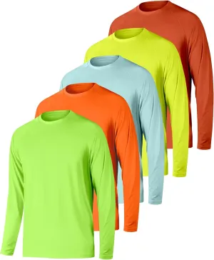 Long Sleeve Shirts for Men 5 Pack Athletic T Shirt UPF 50  Sun Protection Fishing Active Running Quick Dry Fit Tee Shirt