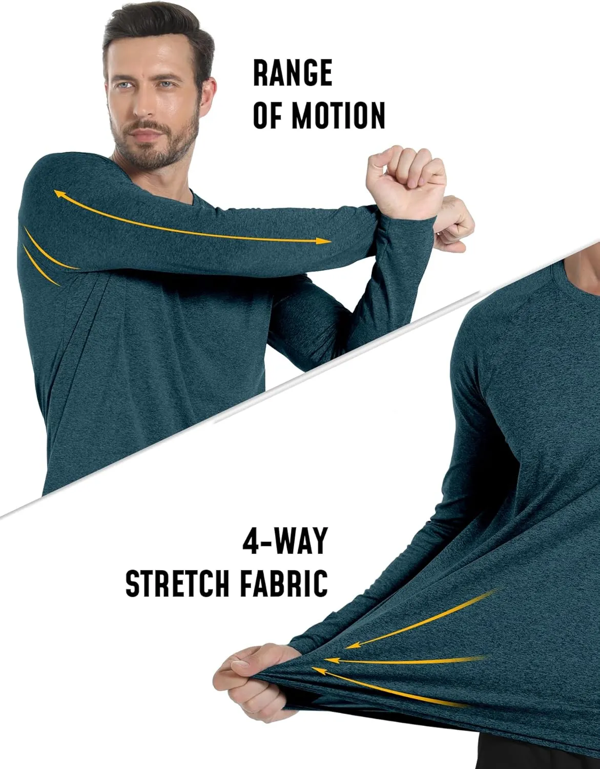 Long Sleeve Shirts for Men 5 Pack Athletic T Shirt UPF 50  Sun Protection Fishing Active Running Quick Dry Fit Tee Shirt
